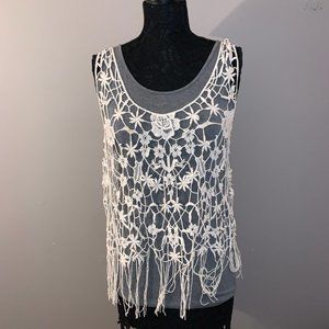 Romeo & Juliet Couture Gray Tank top with crochet